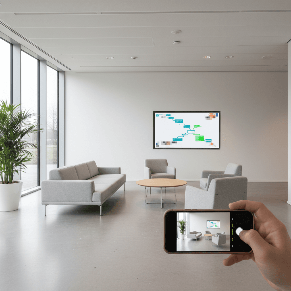 Screenshot mockup of a conversation flow diagram showing decision branches for a healthcare appointment booking scenario